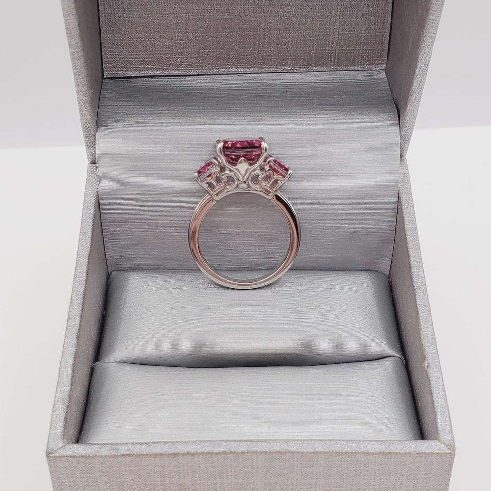Pink Quartz Ring Cushion Cut Ring 925 Sterling Silver Ring - Picture 4 of 8